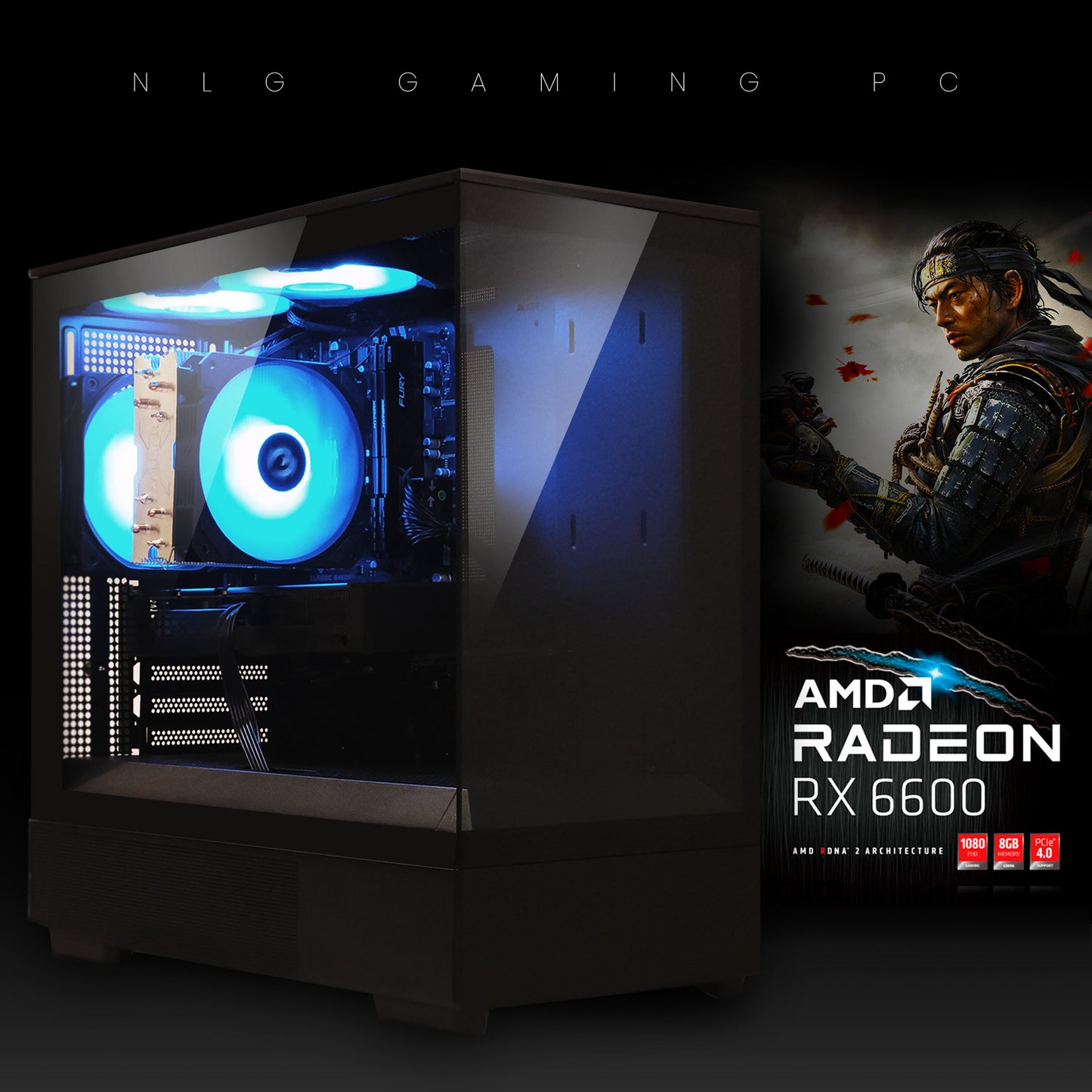 ⚔️ Gaming PC | AMD Radeon RX 6600 | RYZEN 5 3600 | 16GB RAM | 1TB NVME M.2 | WIFI | WIN 11 Pro